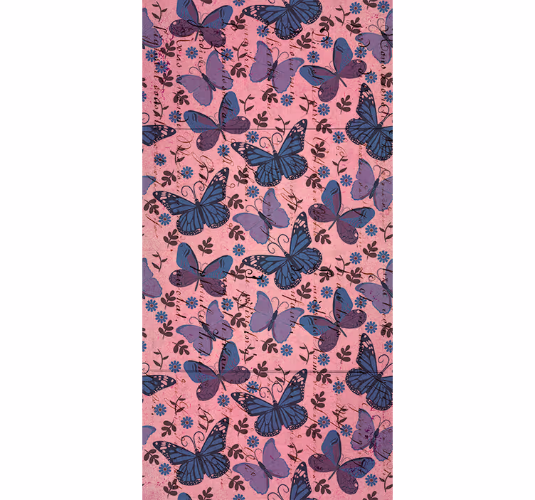 Cortina roller mariposas fondo rosa - TenVinilo