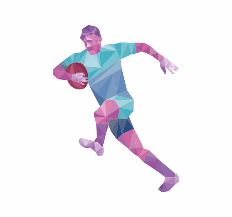 Cortina roller deportes jugador de rugby geométrico - TenVinilo