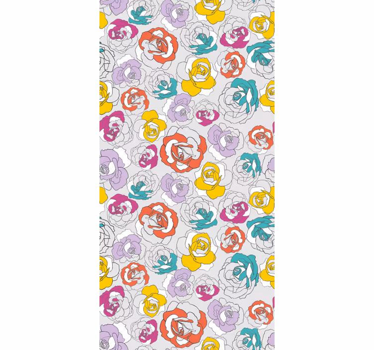 Cortina roller floral patrón de rosas de colores - TenVinilo
