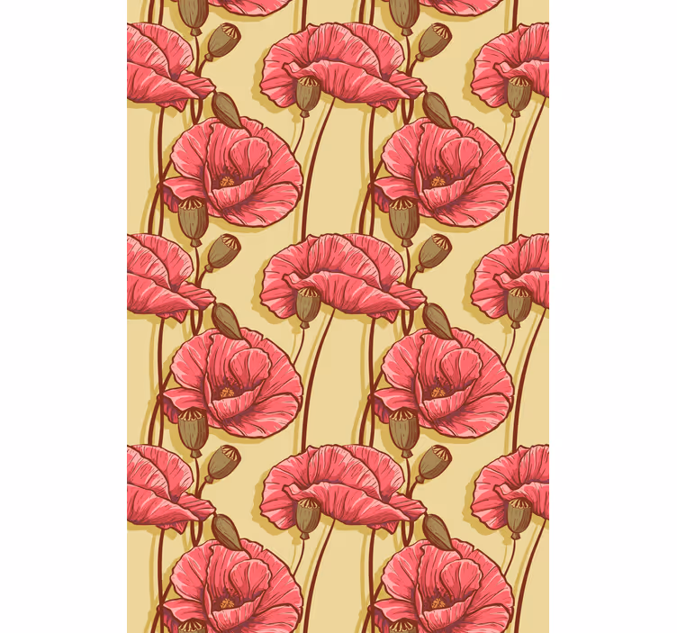 Estor estampado floral patrón amapolas vintage - TenVinilo