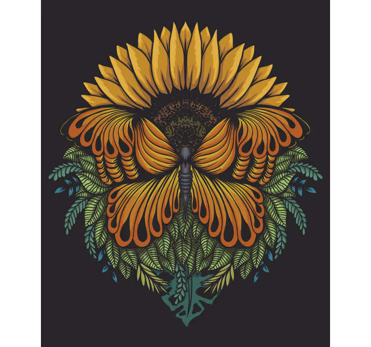 Cortina roller mariposas motivo de girasol - TenVinilo