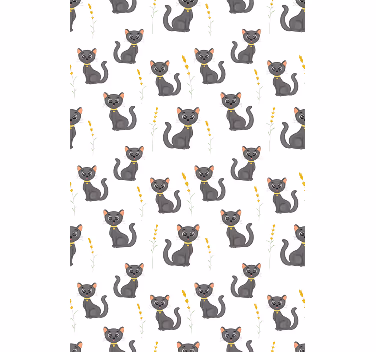 Cortina roller animales patrón de gatos negros - TenVinilo