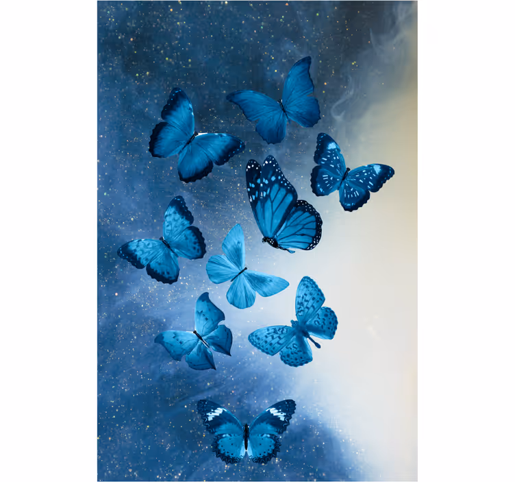 Estor habitación matrimonio Majestuosas mariposas azules - TenVinilo