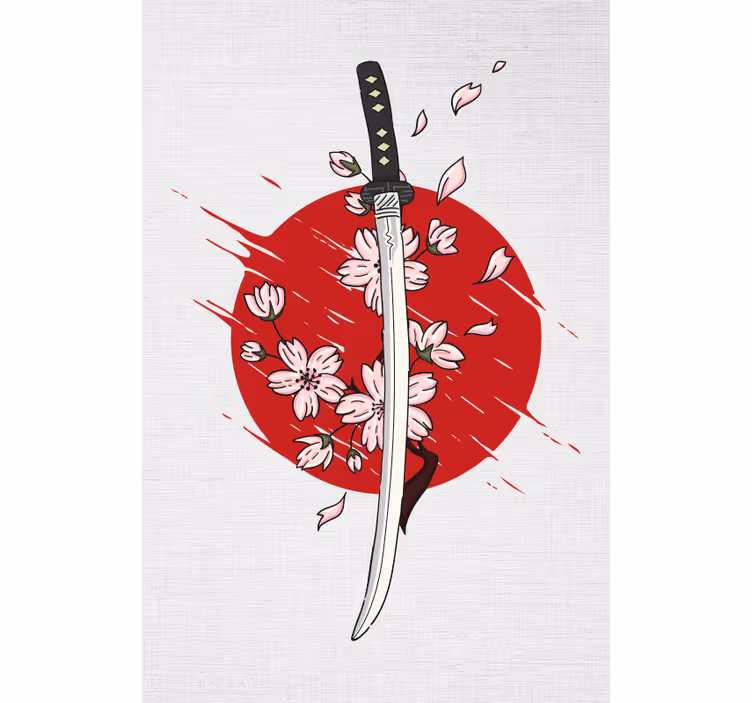 Cortina roller dibujos flores de espada samurái - TenVinilo