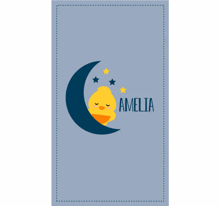 Cortina roller infantil pollito luna con nombre - TenVinilo
