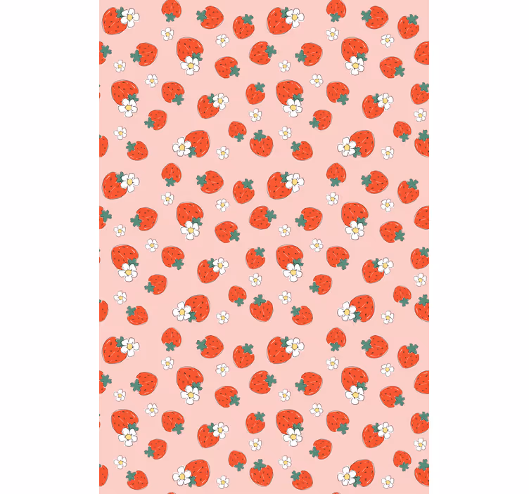 Cortina roller frutas patrón de fresa con flores - TenVinilo