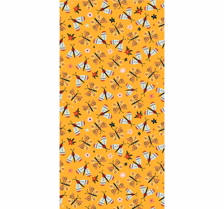 Cortina roller mariposas diseño tradicional amarillo - TenVinilo