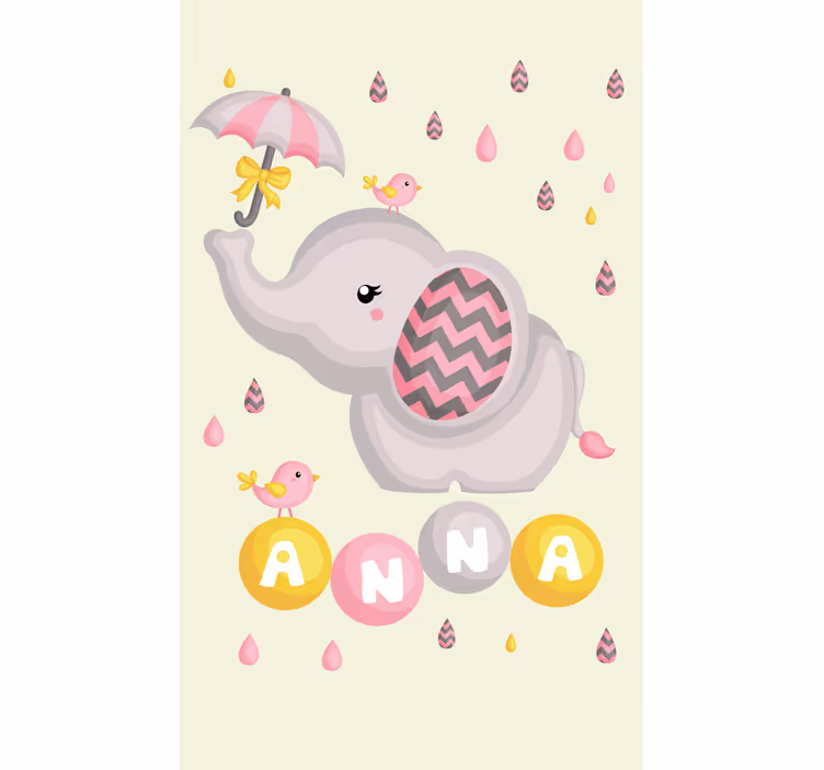Estor personalizable Niños elefante y pájaro con paraguas - TenVinilo