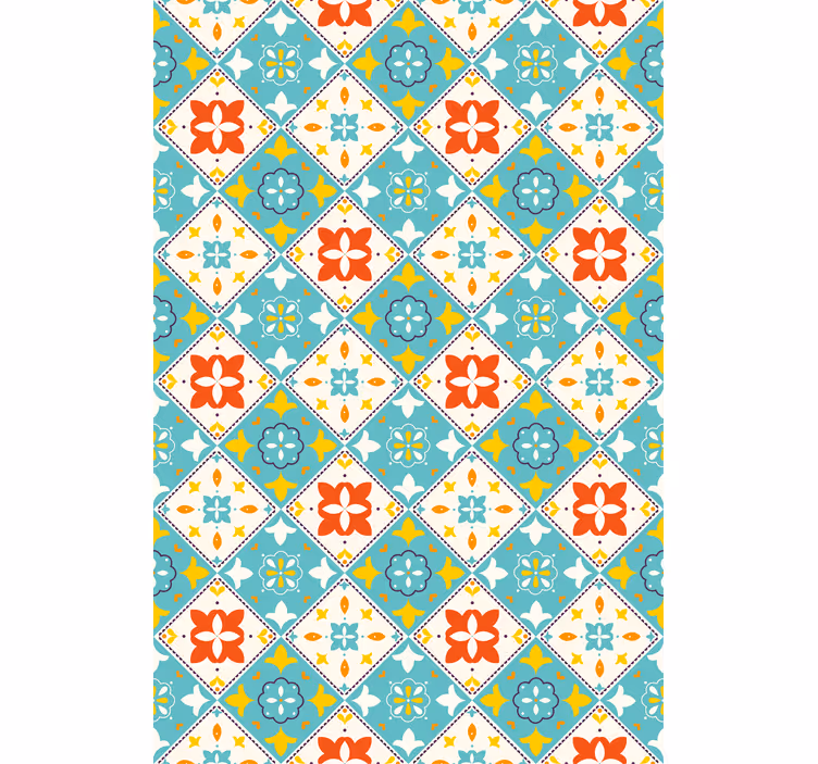 Cortina roller baño azulejos azules y beige - TenVinilo
