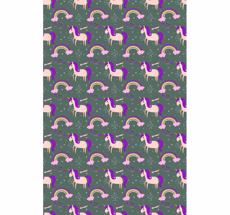 Cortina roller infantil patrón de unicornio morado - TenVinilo