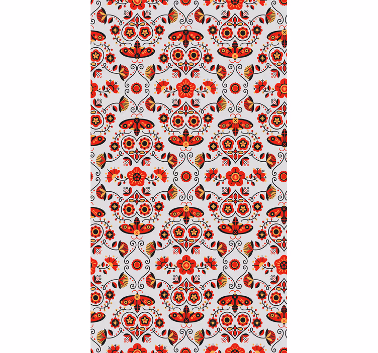 Cortina roller floral patrón rojo polaco - TenVinilo