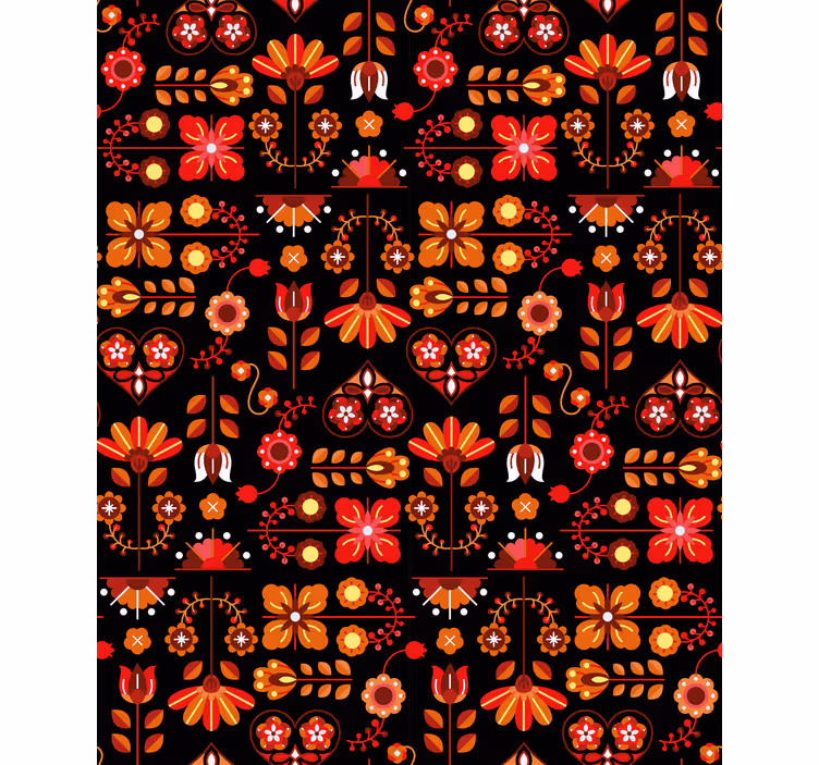 Cortina roller floral arte popular naranja - TenVinilo