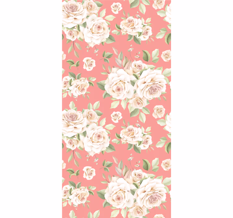 Cortina roller comedor patrón floral de rosas - TenVinilo