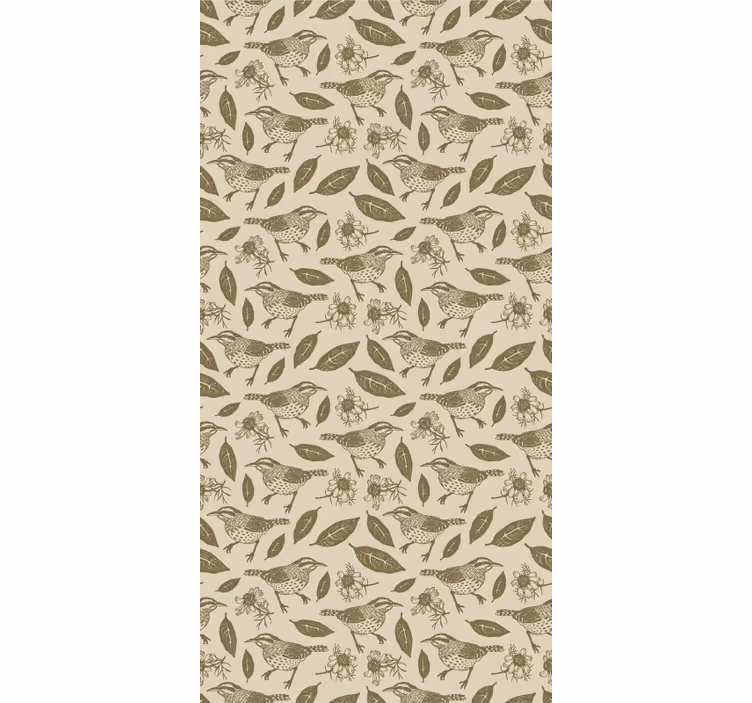 Estor enrollable beige patrón aves y plantas - TenVinilo