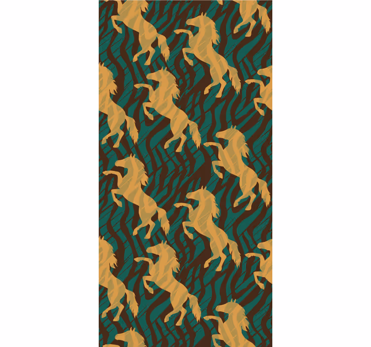 Cortina roller animales caballos dorados al galope - TenVinilo