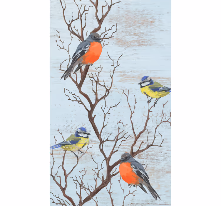 Cortina roller árboles pájaros en las ramas - TenVinilo