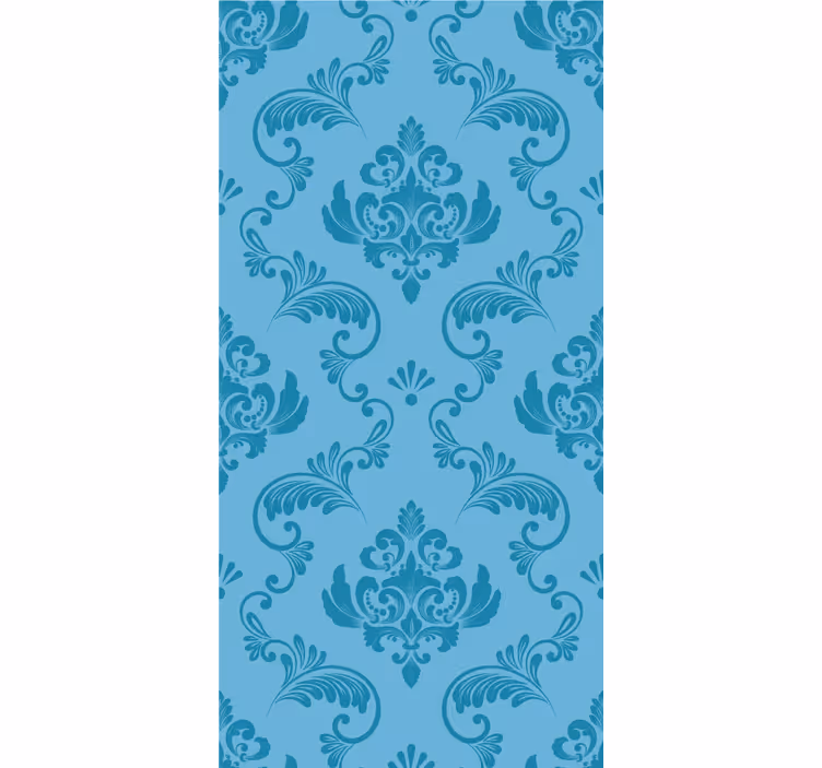 Cortina roller elegante patrón de damasco azul - TenVinilo
