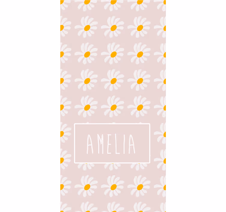 Cortina roller infantil margarita floral con nombre - TenVinilo