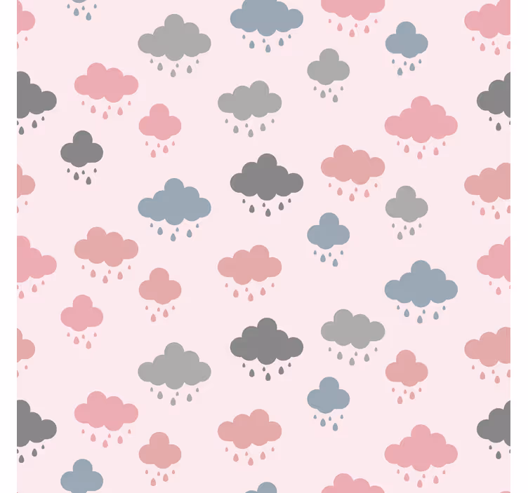 Cortina roller nubes lluvia rosa y gris - TenVinilo