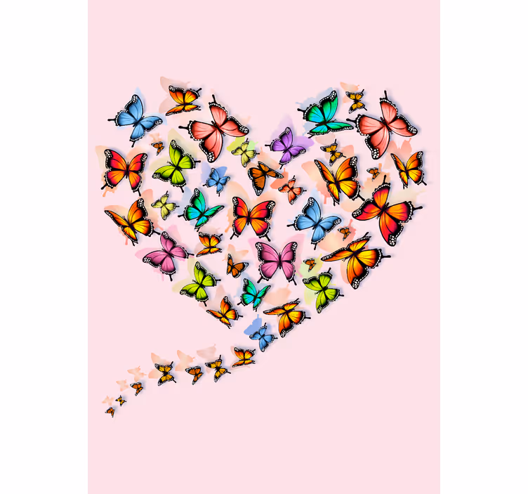 Cortina roller mariposas diseño de corazón - TenVinilo