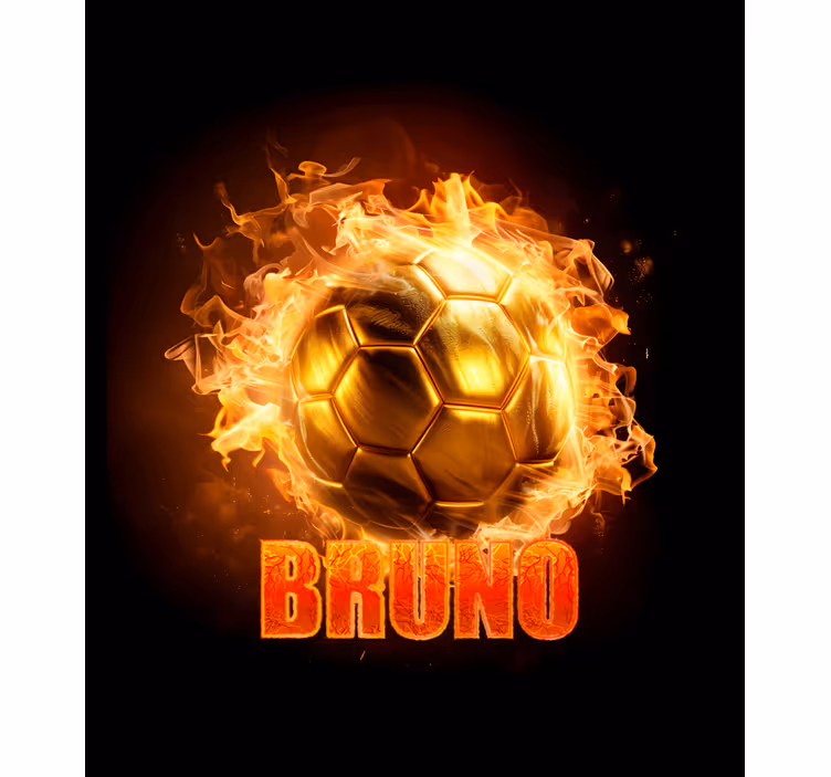 Cortina roller fútbol pelota de fuego dorada con nombre - TenVinilo