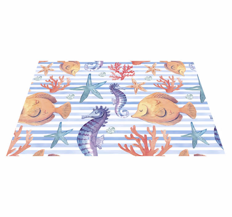 Mantel individual rectangular Azulejos con motivos de animales ma - TenVinilo