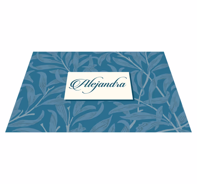 Manteles individuales con nombre Insignia decorada con hojas - TenVinilo