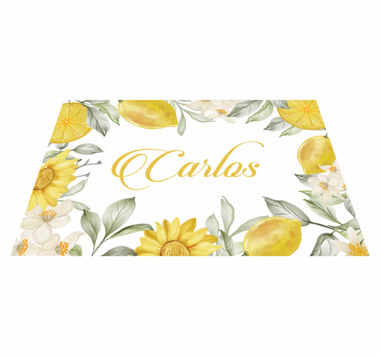 Individual mesa personalizable arreglo floral de limón - TenVinilo