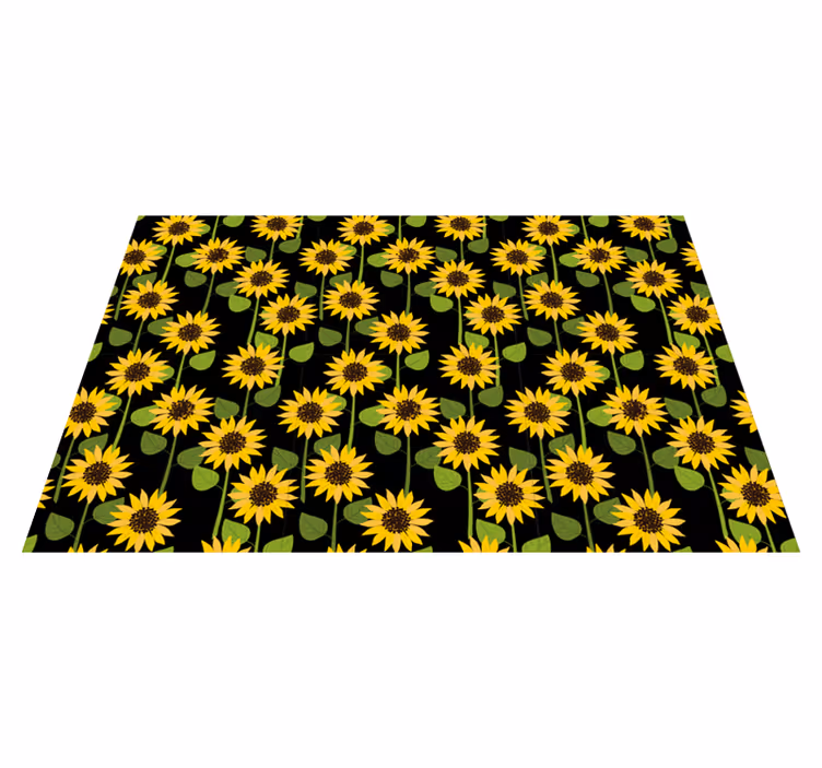 Mantel individual moderno Girasoles sobre fondo negro - TenVinilo