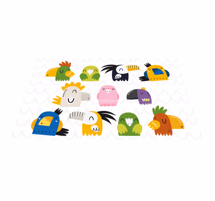 Individual mesa infantil cabezas de pájaros coloridos - TenVinilo
