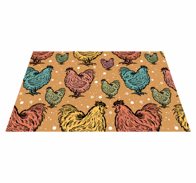Individual original mesa patrón de gallinas coloridas - TenVinilo