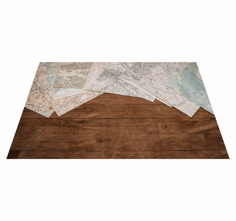 Mantel individual patrón Mapa en mesa de madera - TenVinilo