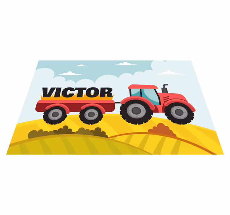 Mantel individual personalizable Colorido tractor y nombre - TenVinilo