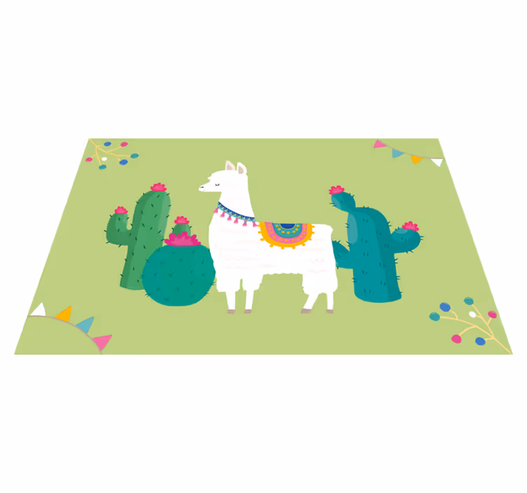 Mantel individual infantil Llama colorida y cactus - TenVinilo