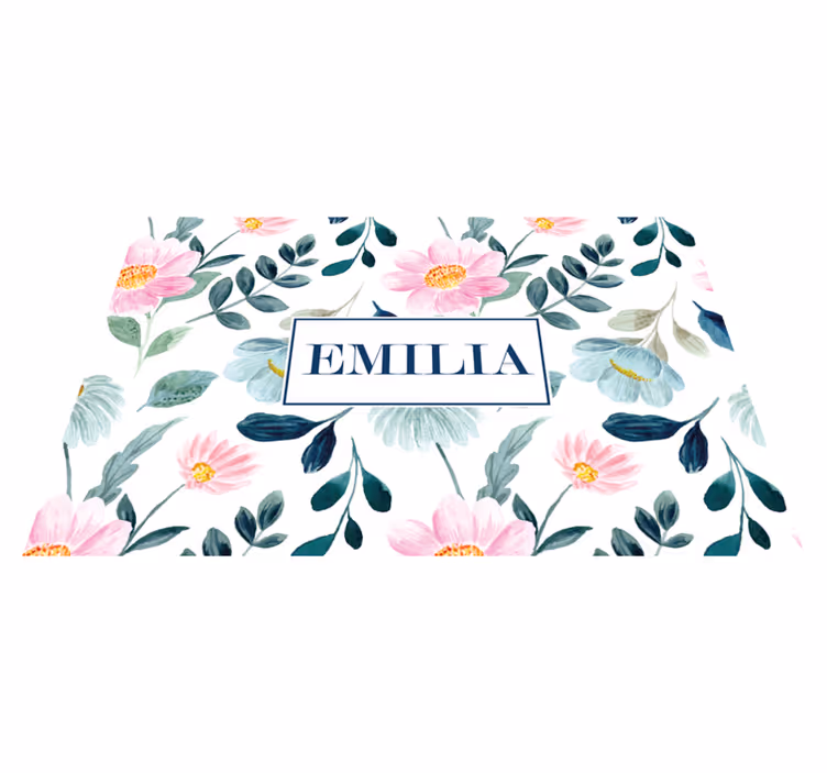 Mantel individual personalizable Patrón de flores y hojas - TenVinilo