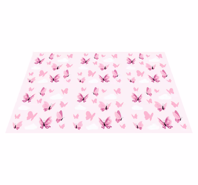 Mantel individual infantil Mariposas minimalistas con fondo rosa - TenVinilo