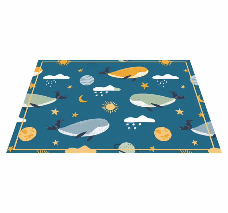 Individual mesa infantil ballenas y patrones celestiales - TenVinilo