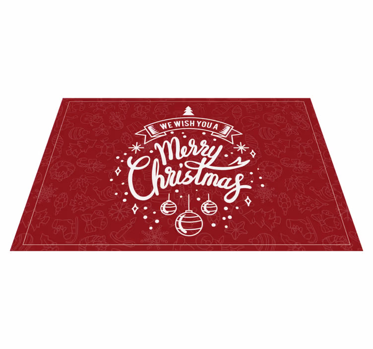 Mantel individual navideño saludo festivo rojo - TenVinilo