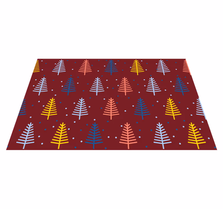 Mantel individual navideño con patrón de árboles coloridos - TenVinilo