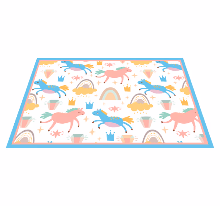 Individual mesa infantil unicornios coloridos corriendo - TenVinilo