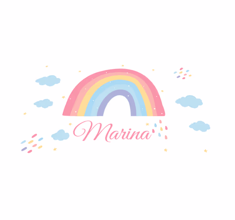 Mantel individual personalizable Lindo arcoiris y nubes en colore - TenVinilo