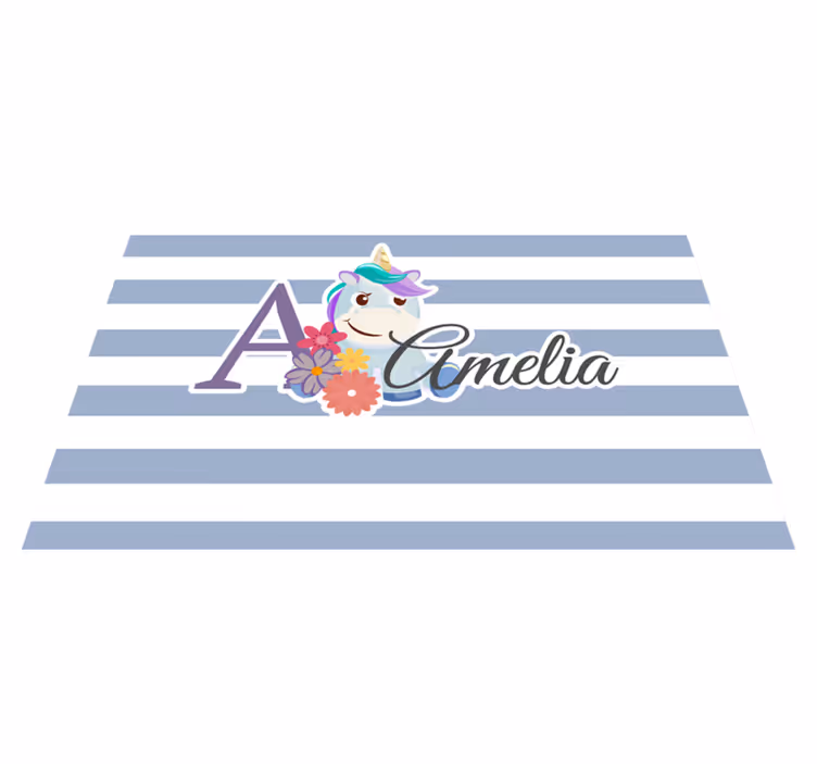 Individual mesa infantil ilustración nombre unicornio - TenVinilo