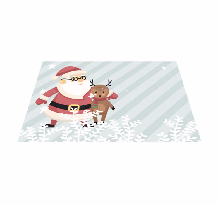 Mantel individual navideño santa con renos - TenVinilo