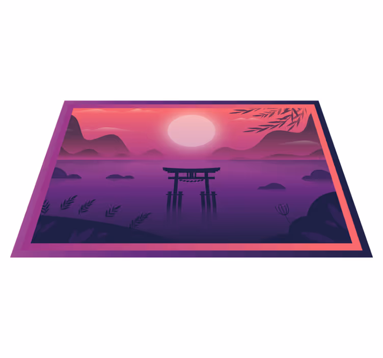 Individual mesa moderno paisaje serene al atardecer - TenVinilo