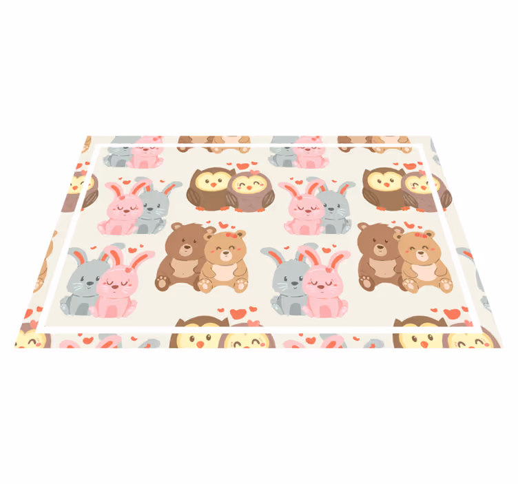 Mantel individual infantil Oso búho conejo hermoso - TenVinilo