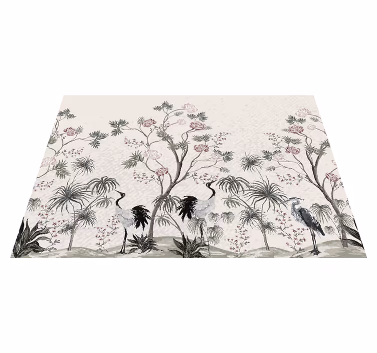 Individual mesa infantil grúas entre flores - TenVinilo