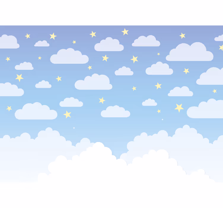 Papel mural para bebé nubes y estrellas - TenVinilo
