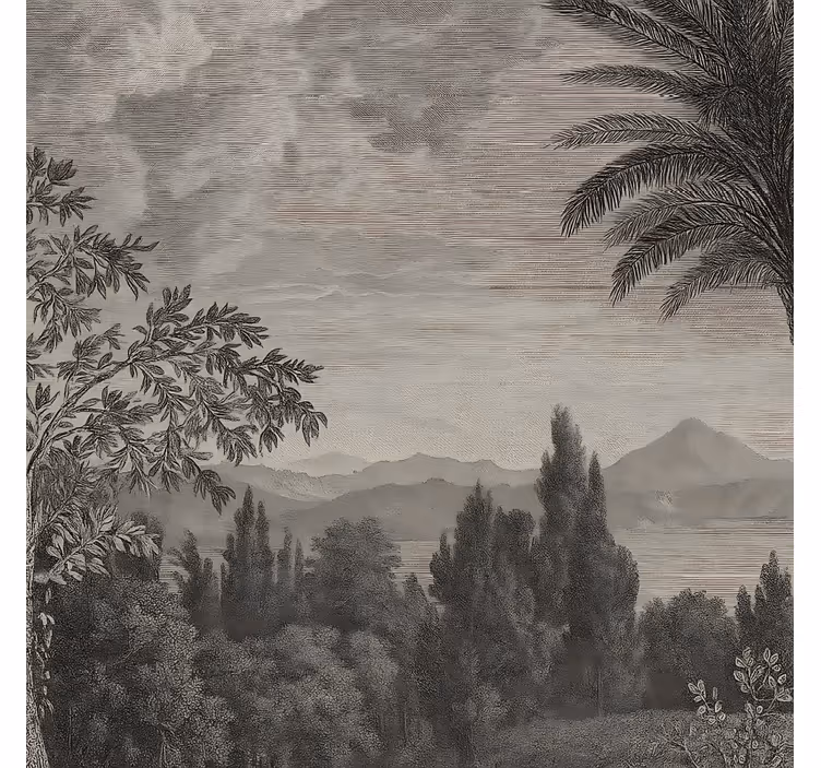 Papel mural baño paisaje natural gris - TenVinilo