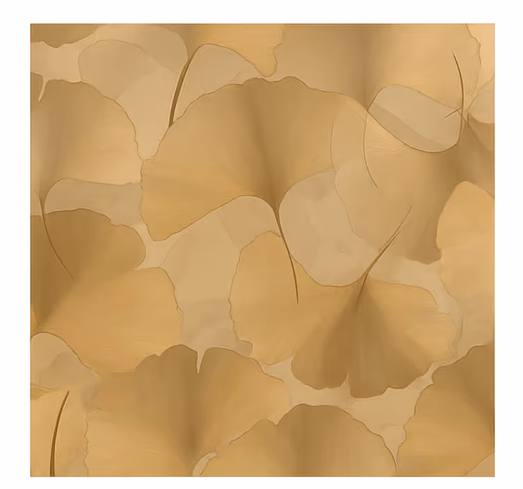 Papel mural cocina superposición de ginko dorado - TenVinilo