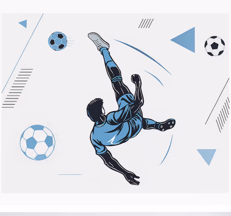 Papel mural dormitorio juvenil jugador azul disparando - TenVinilo